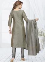 Art Silk Jacquard Grey Festival Wear Hand Work Readymade Salwar Suit
